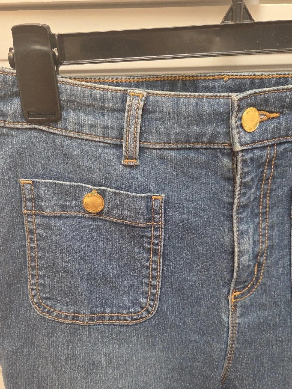 Michael Kors Women's Front Pocket Cropped Straight-Leg Jeans w/ Gold Buttons (4)